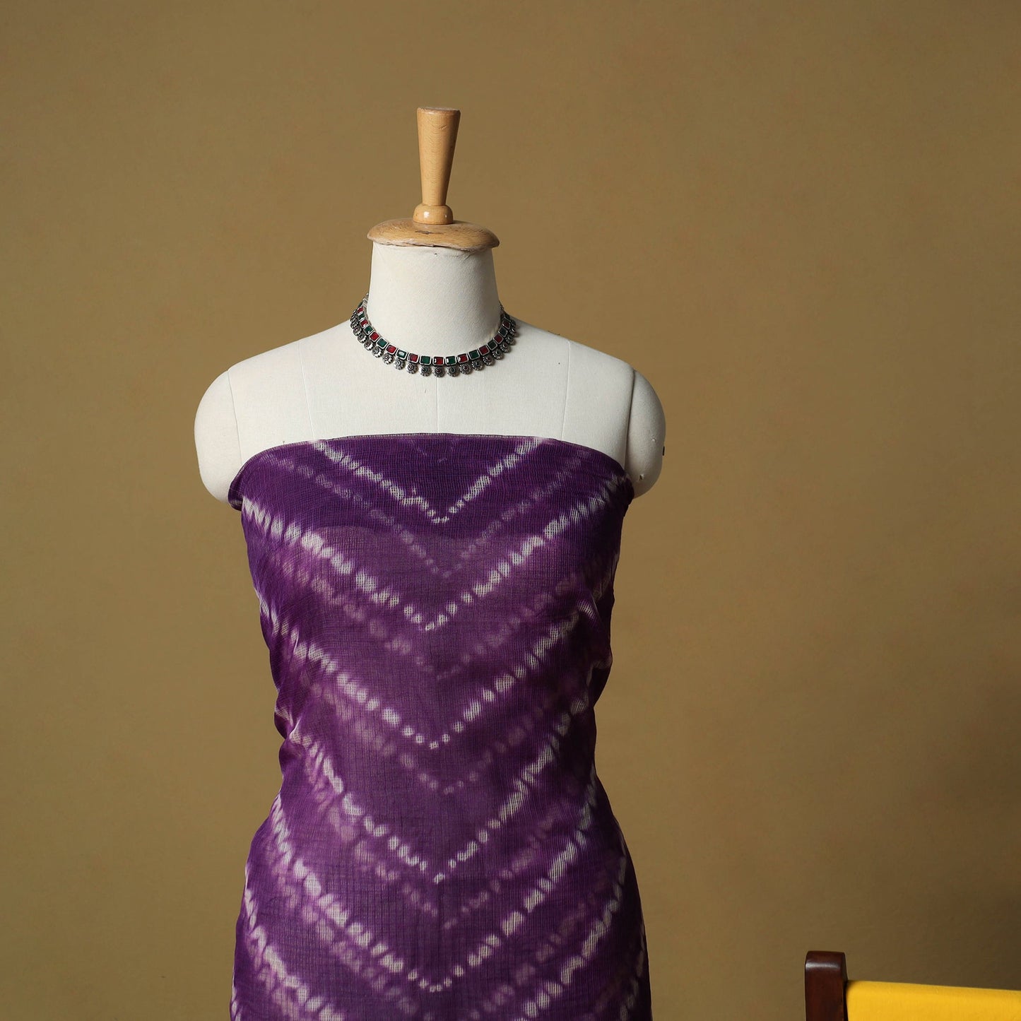 Shibori tie-dye kota doria cotton 3pc unstitched dress