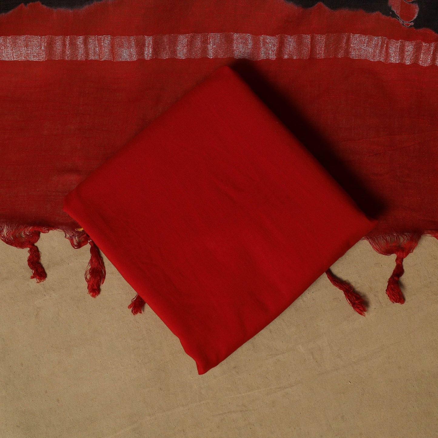 Shibori tie-dye linen cotton 3pc unstitched dress material