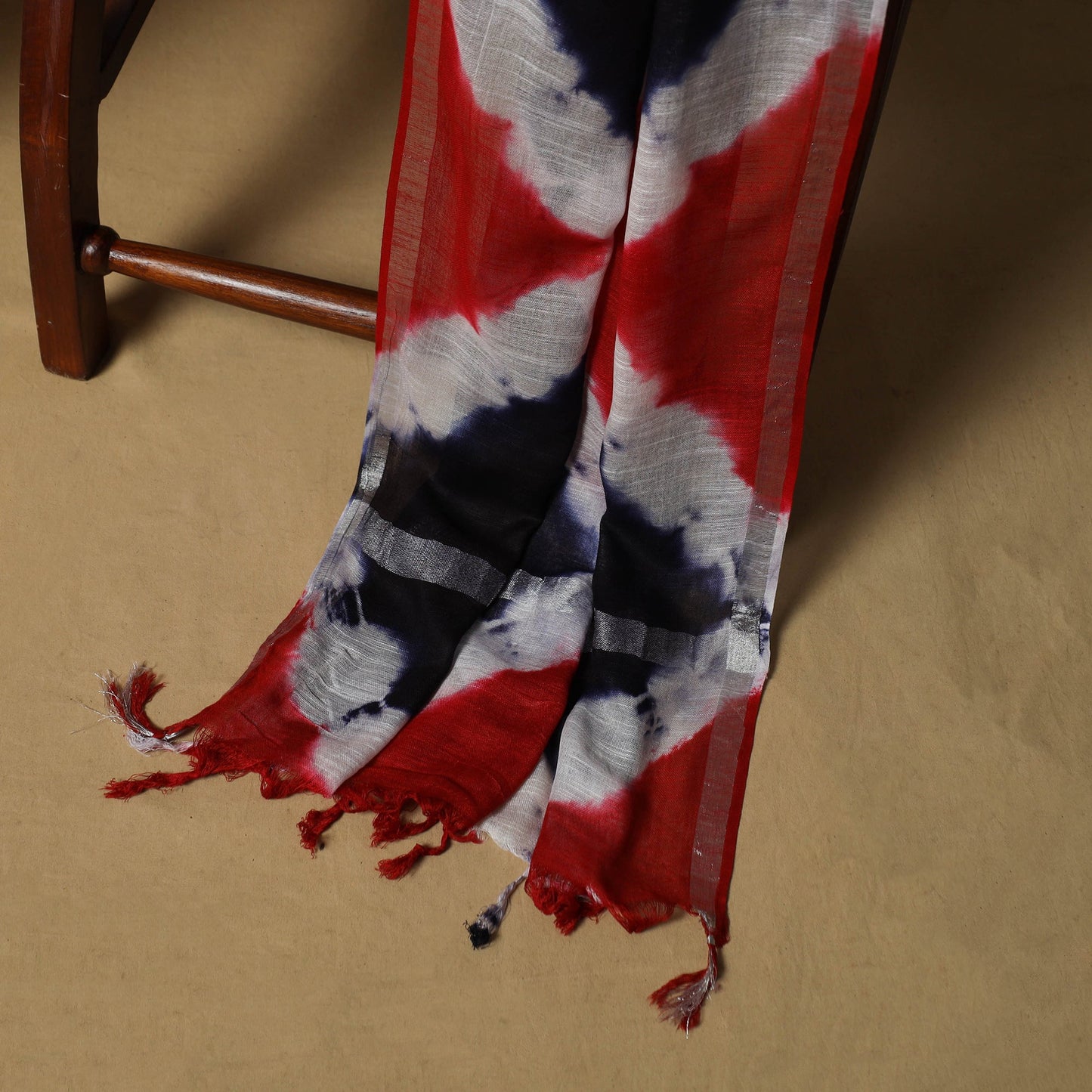 Shibori tie-dye linen cotton 3pc unstitched dress material