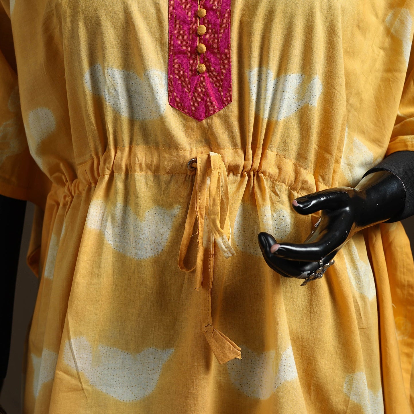 Shibori tie-dye patchwork cotton kaftan (short) 13