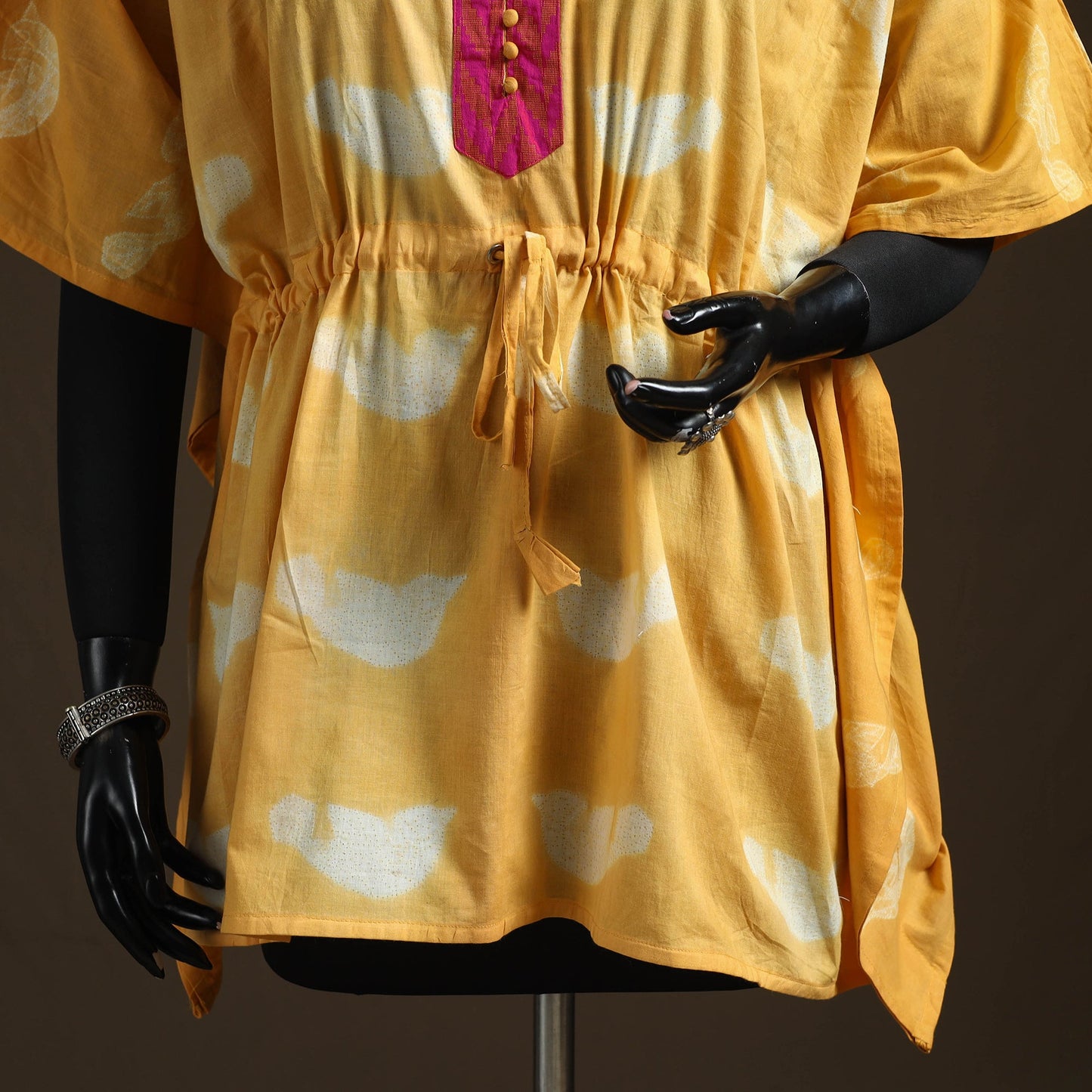 Shibori tie-dye patchwork cotton kaftan (short) 13