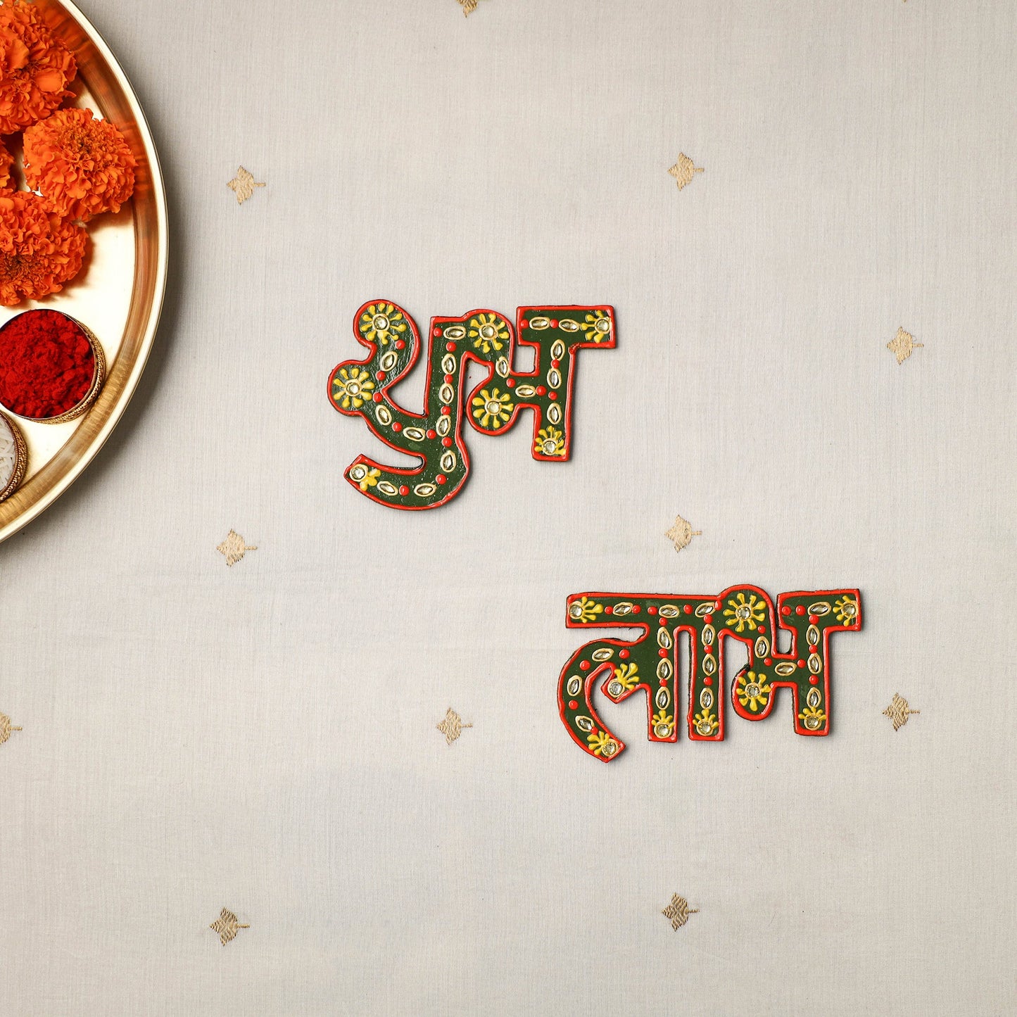 Festive Decor Hand-Painted Wooden Shubh Laabh Online