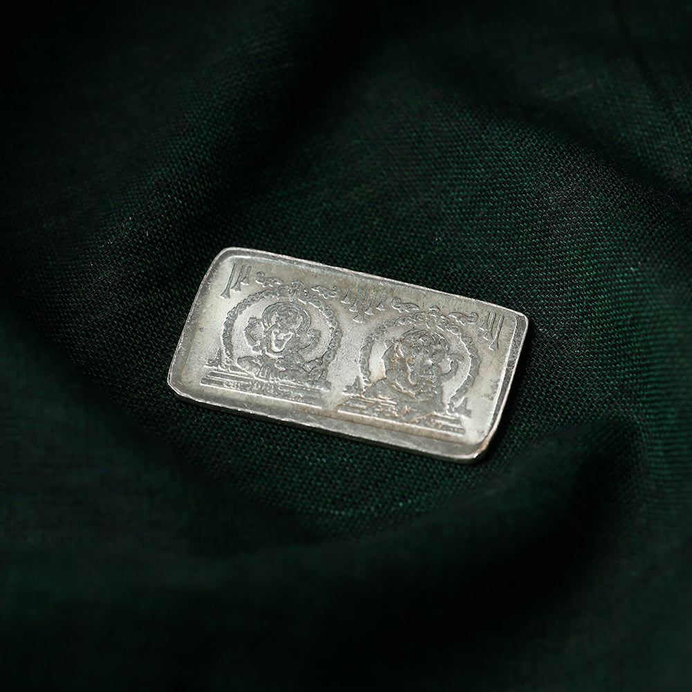 Silver Lord Ganesha and Laxmi Ji Coin