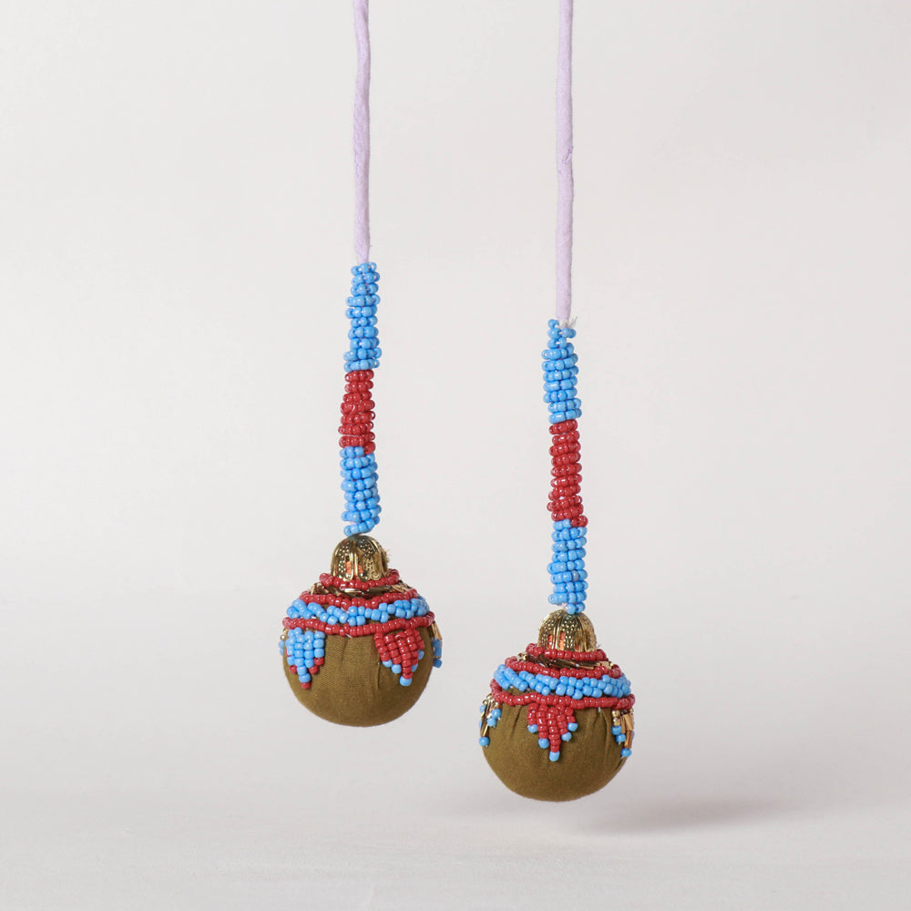 Sky Blue Handmade Beadwork Latkan Tassels for Clothing