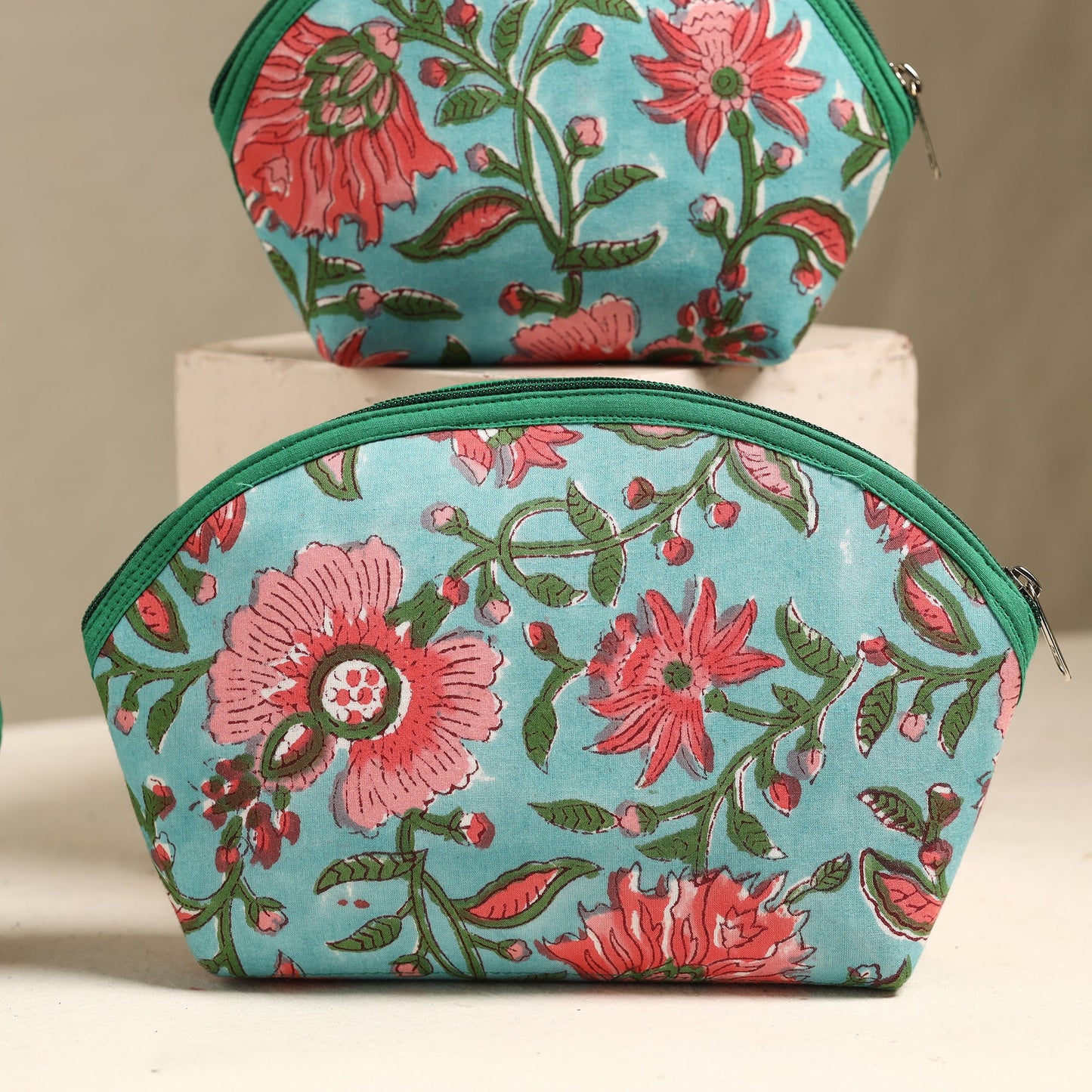 Sky Blue Handmade Cotton Toiletry Bags (Set of 3) 155