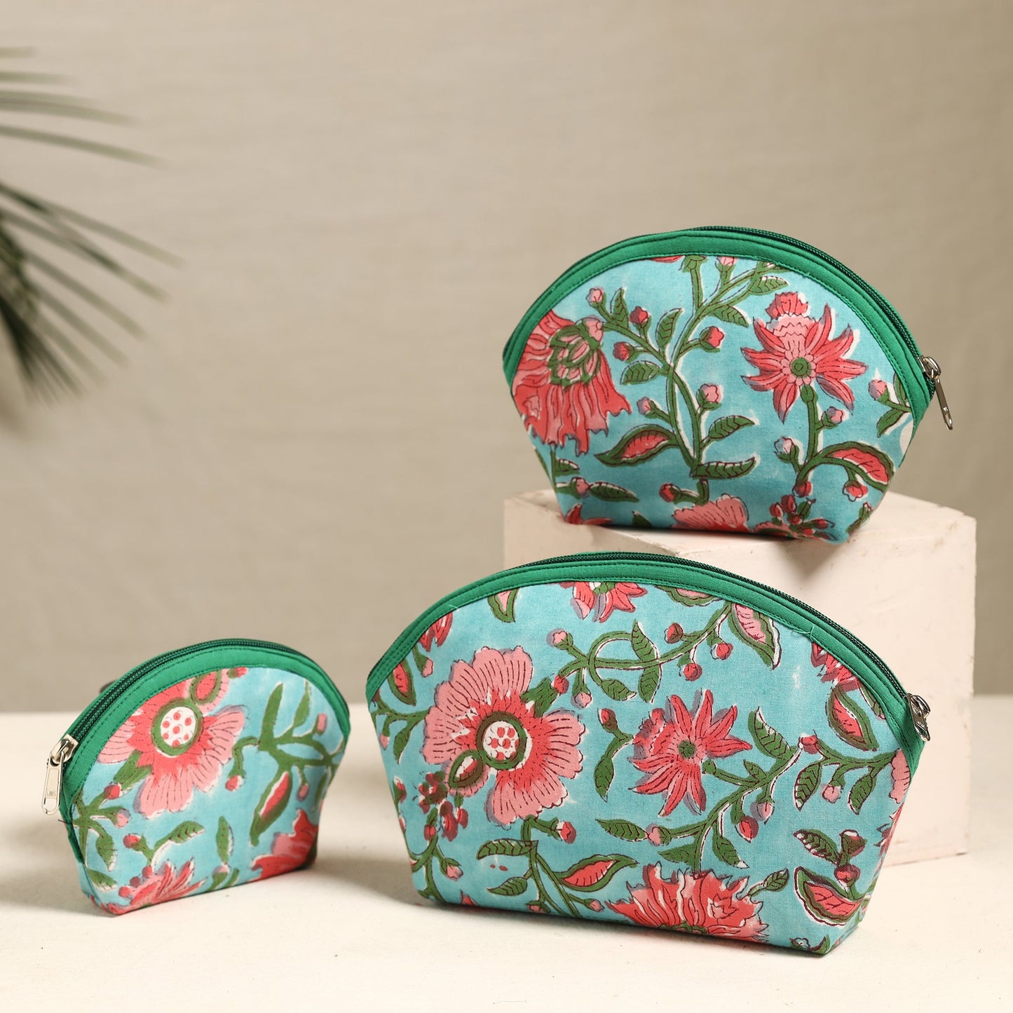 Sky Blue Handmade Cotton Toiletry Bags (Set of 3) 155