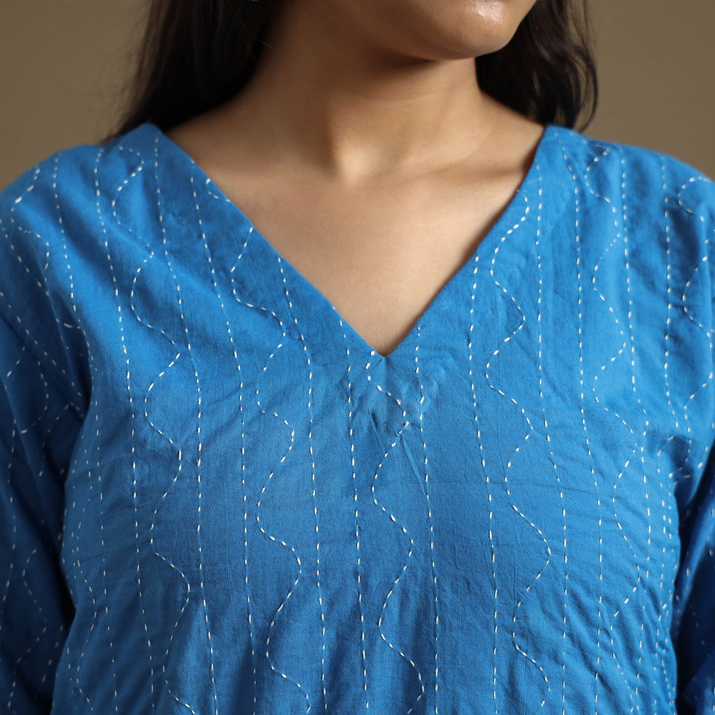 Plain Cotton Tagai Work Long Kurta