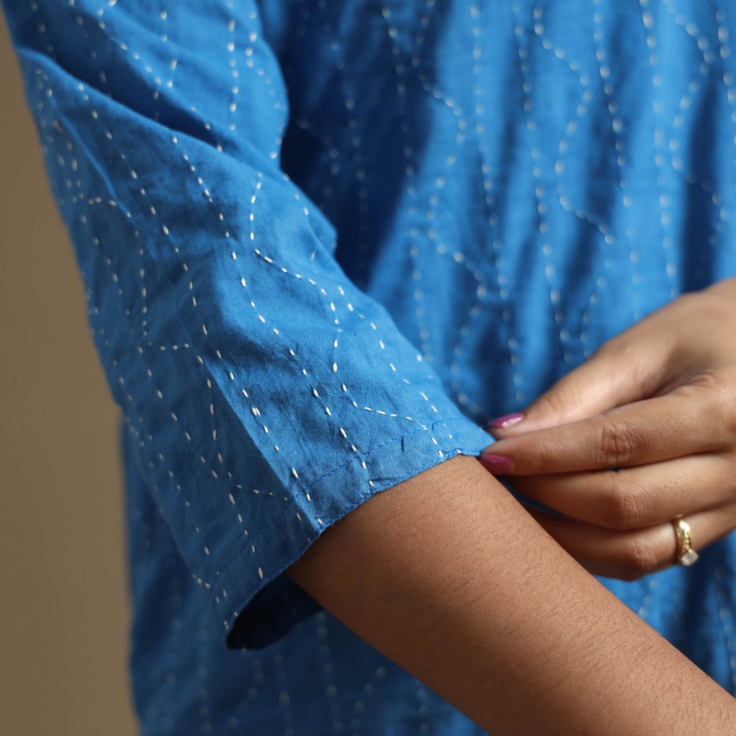 Plain Cotton Tagai Work Long Kurta