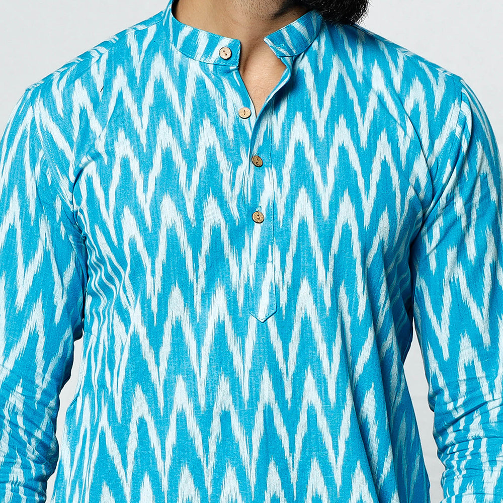 Buy Pochampally Ikat Weave Cotton Men Short Kurta Online at iTokri.com