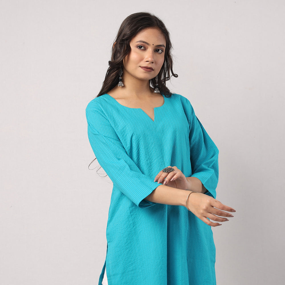 iTokri Casuals - Running Stitch Pure Cotton Long Kurta Online at iTokri.com