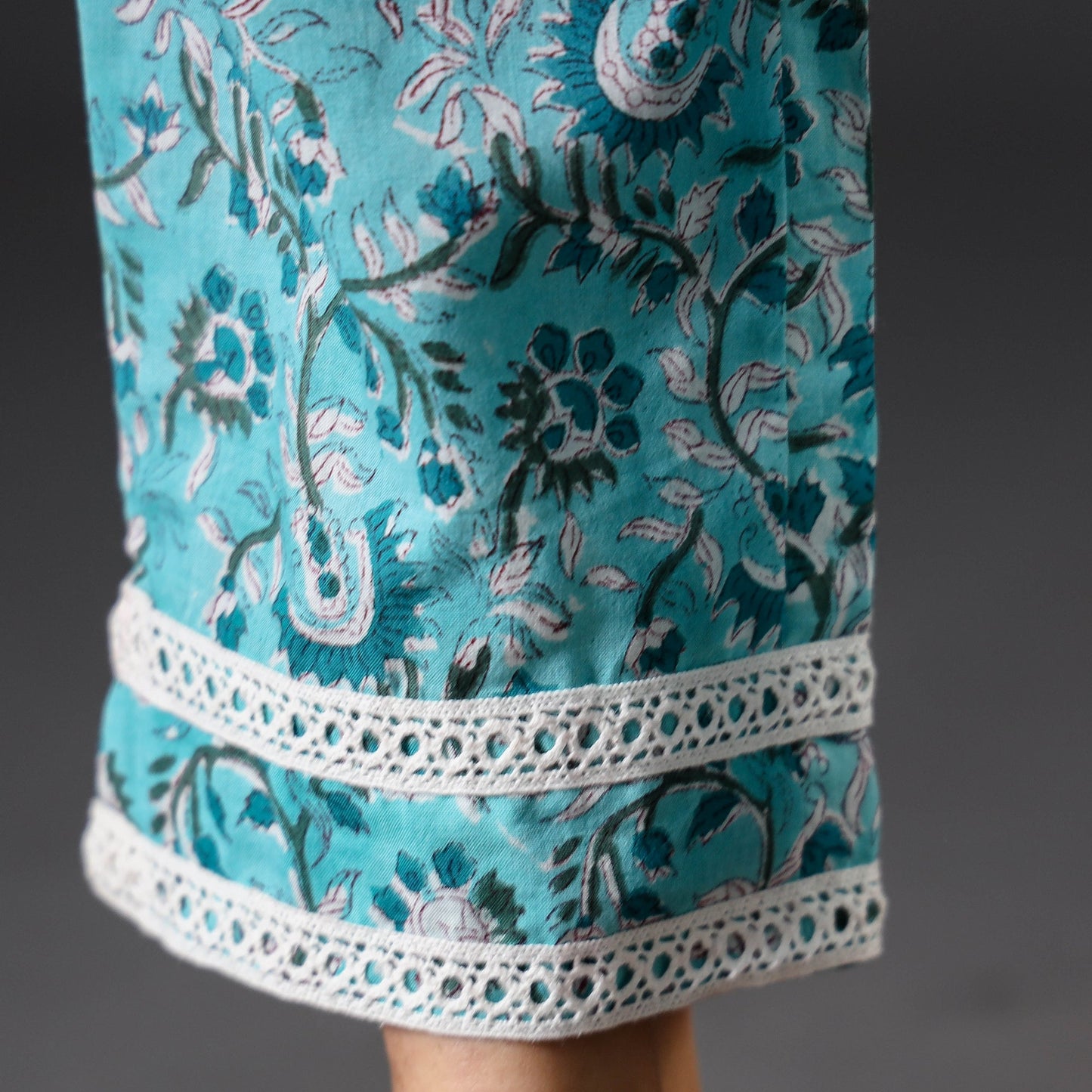 Buy Sky Blue Sanganeri Block Printing Cotton Pant Online