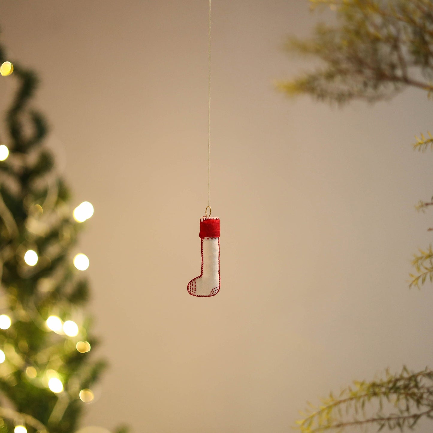 Shop Sock - Handmade Threadwork Stuffed Christmas Ornament