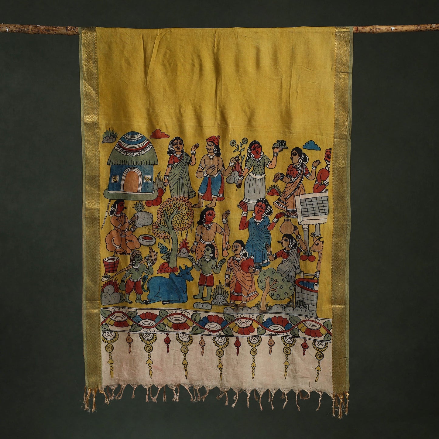 Srikalahasti natural dyed silk cotton handpainted pen