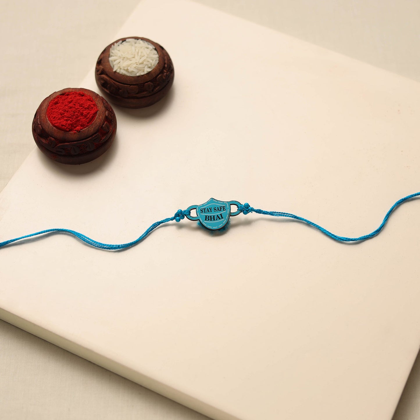 Stay Safe Bhai - Handmade Wooden Rakhi