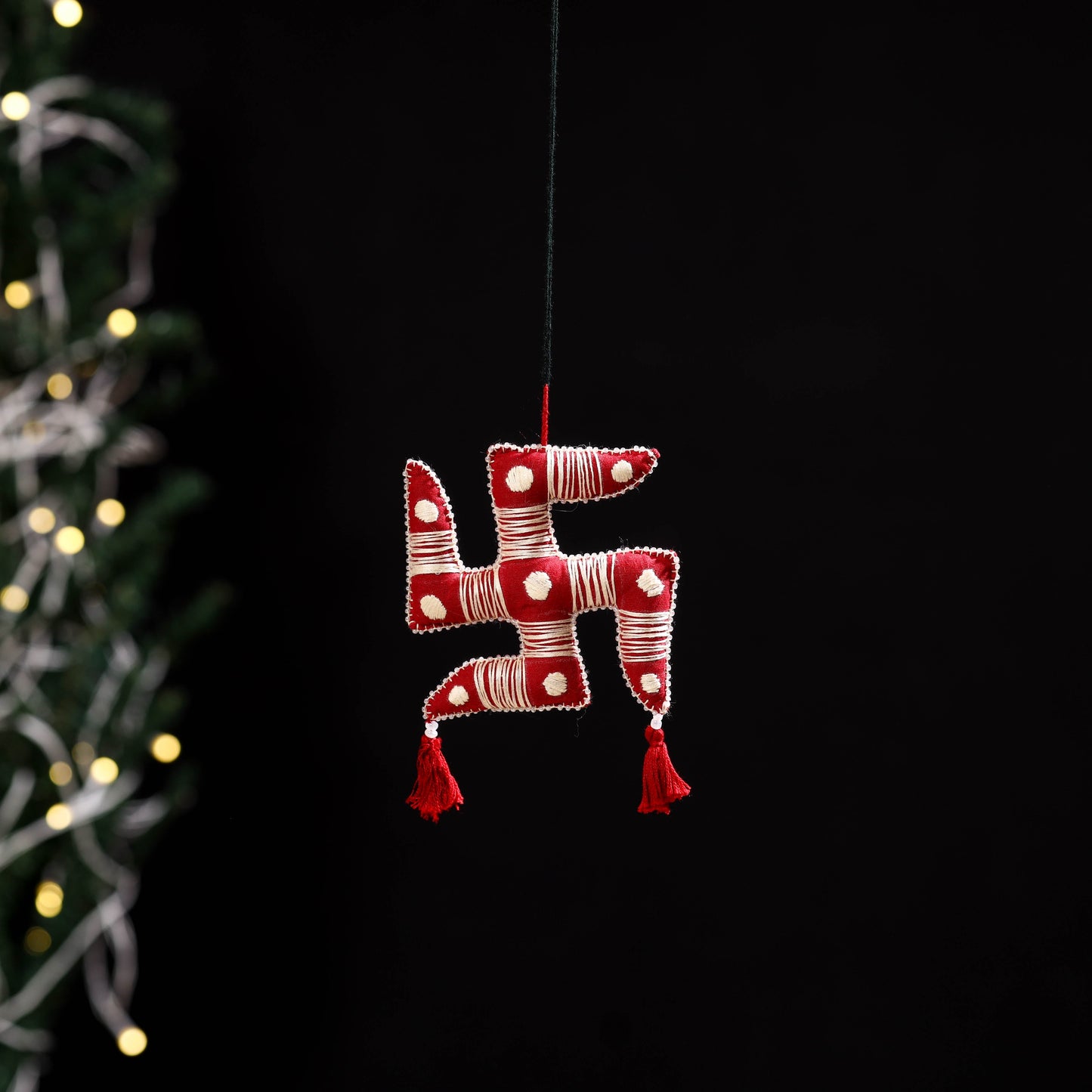 Swastika - aipan art hand embroidered hanging 22