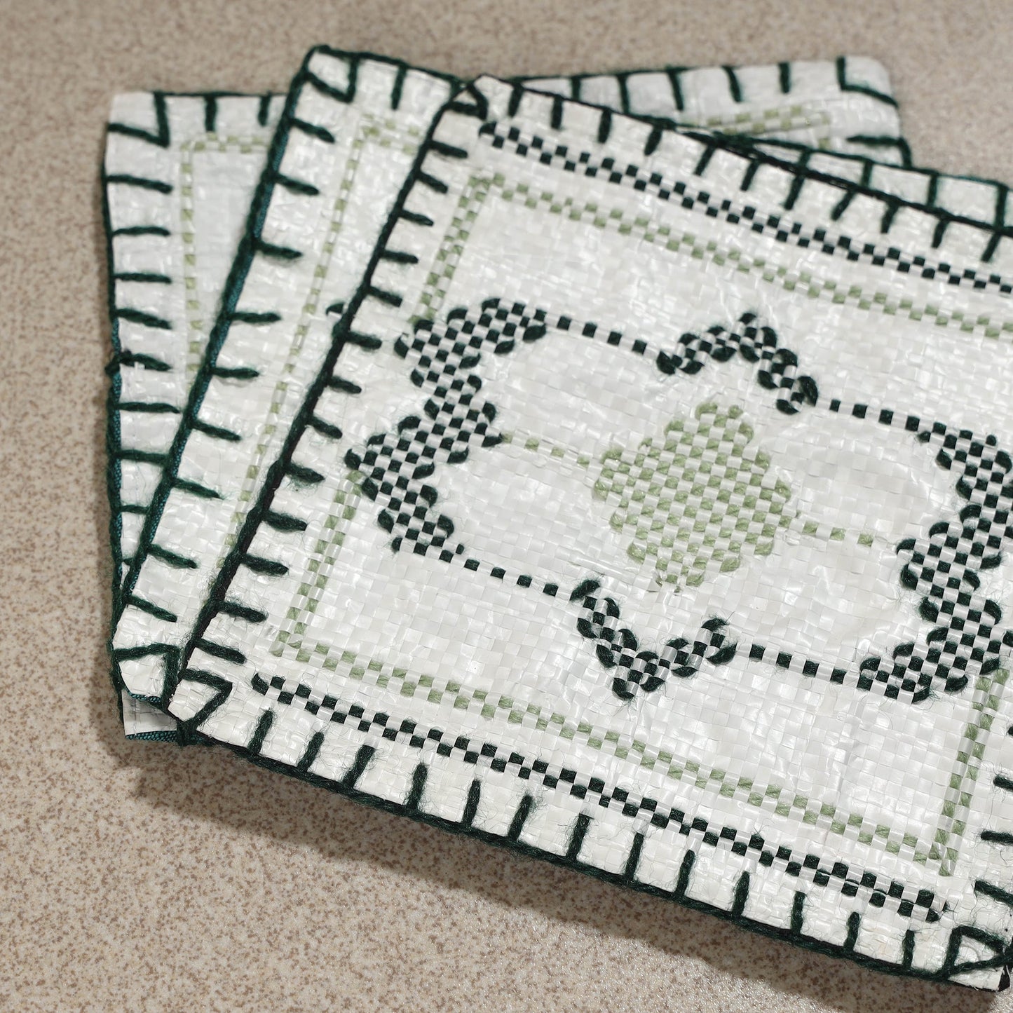Taat Wool Thread Hand Embroidered Upcycled Coasters