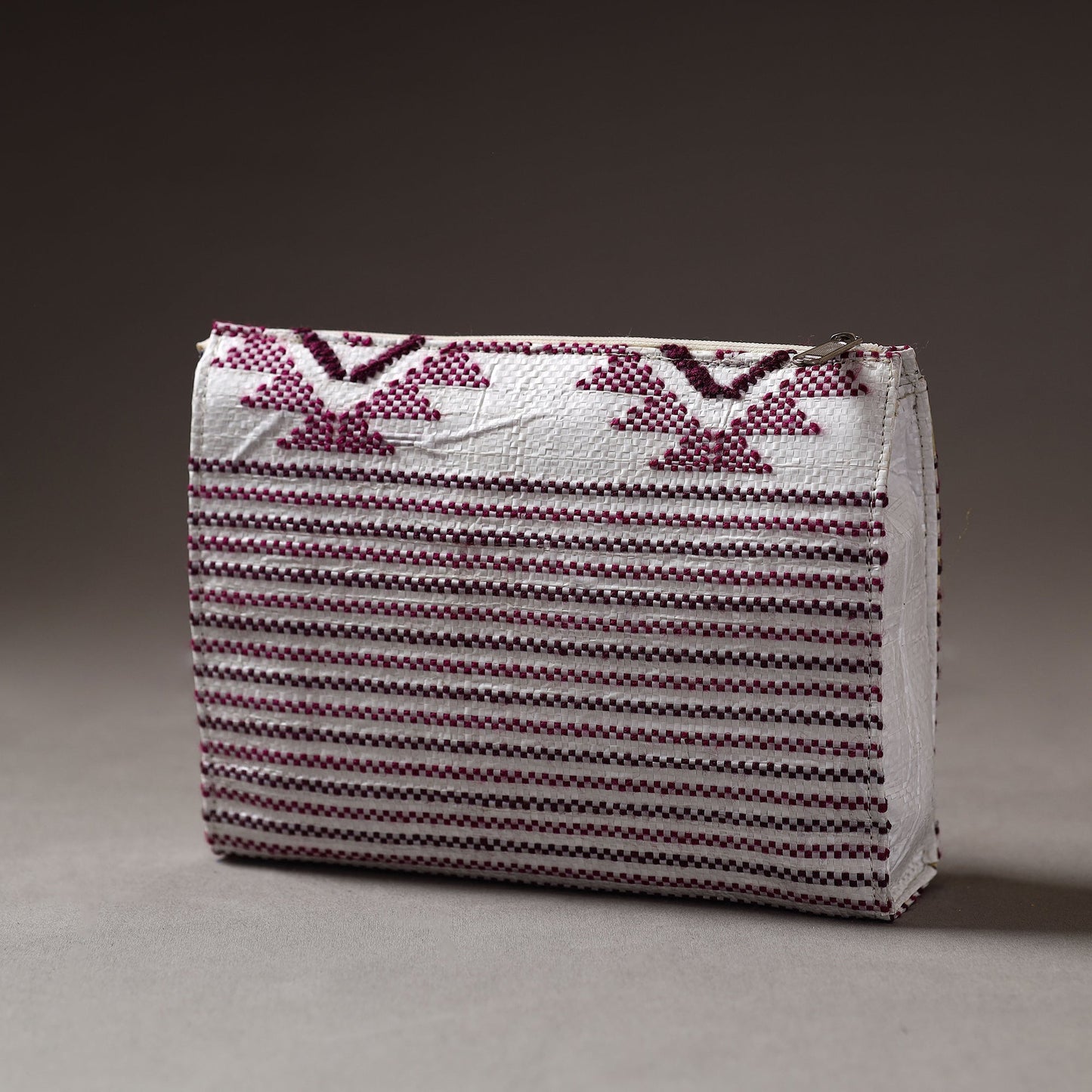 Taat Wool Thread Hand Embroidered Upcycled Travel Pouch