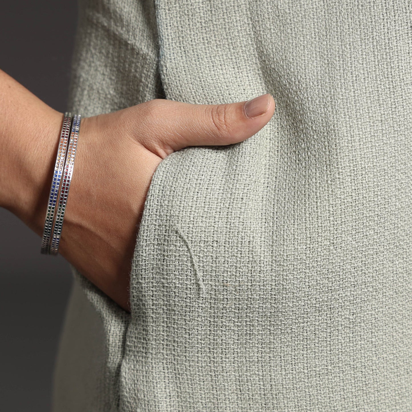 Buy Kumaun Handwoven Merino Wool with Sanganeri Patchwork Long Kurta Online at iTokri.com