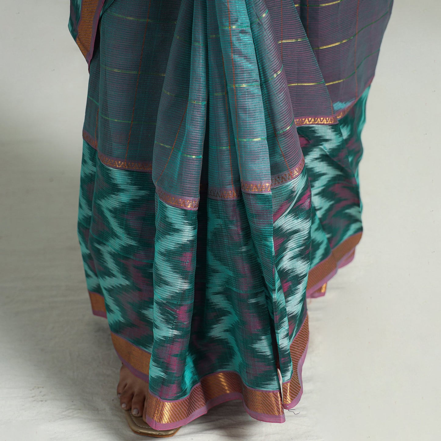 Shop Teal Blue Mangalagiri Saree Handloom Silk Cotton Beauty