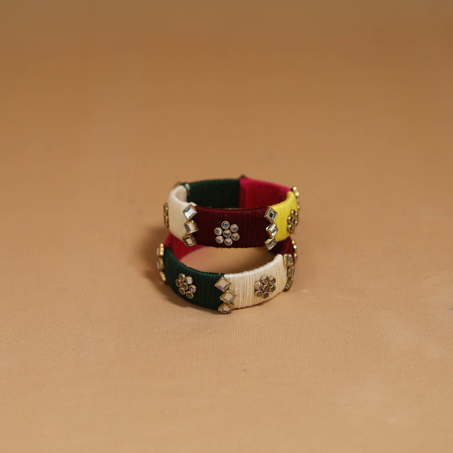 Thread kundan work handmade bangle (set of 2) 03