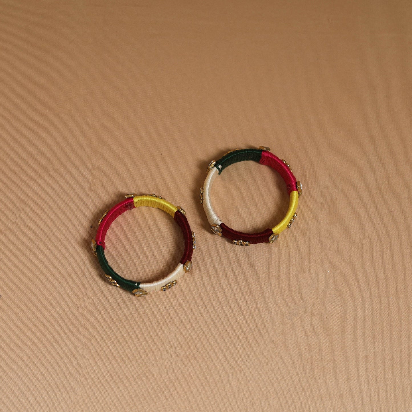 Thread kundan work handmade bangle (set of 2) 03