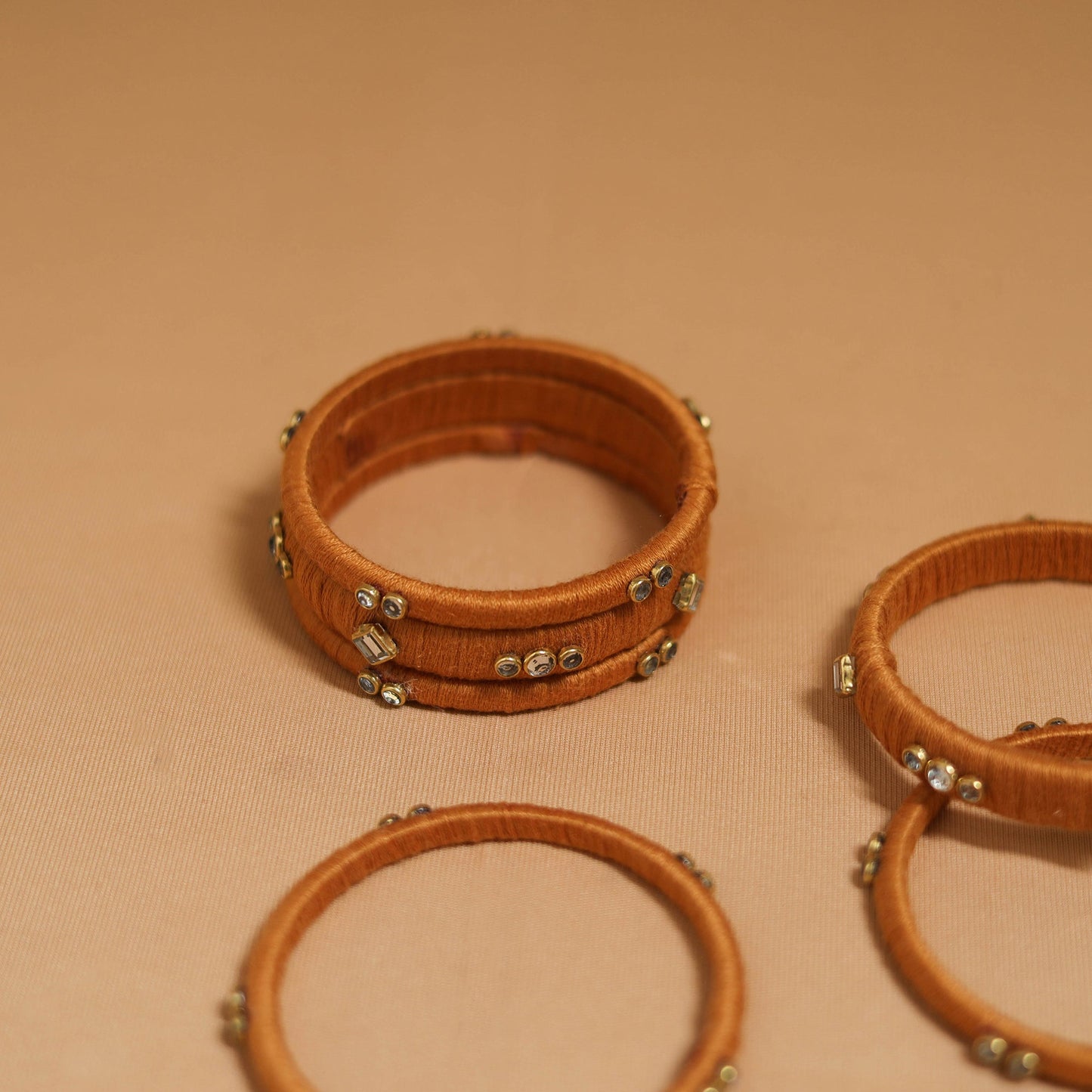 Thread kundan work handmade bangle set (size - 2-6) 23