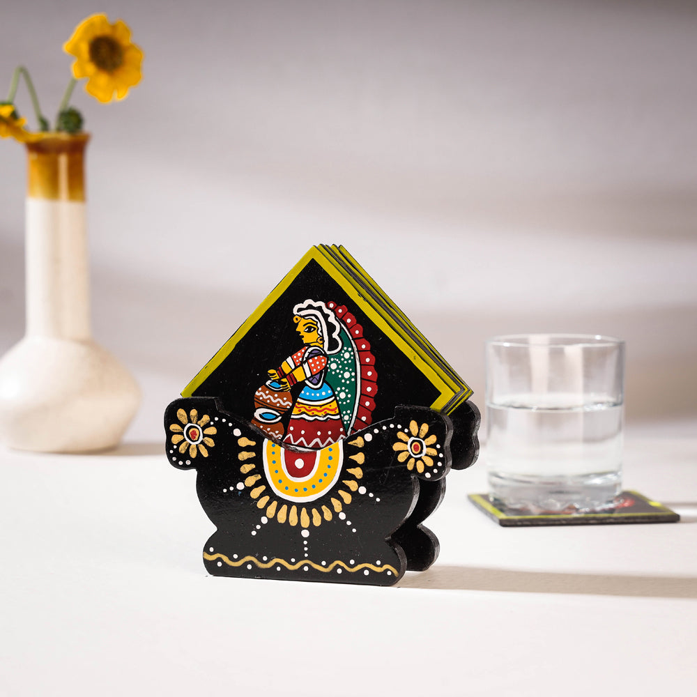 Tikuli Art Handpainted Wooden Coaster