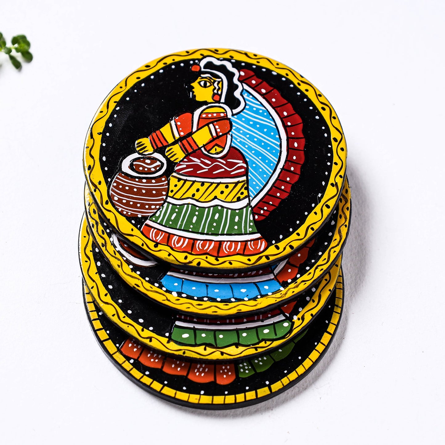 Tikuli Art Handpainted Wooden Coasters (Set of 4)