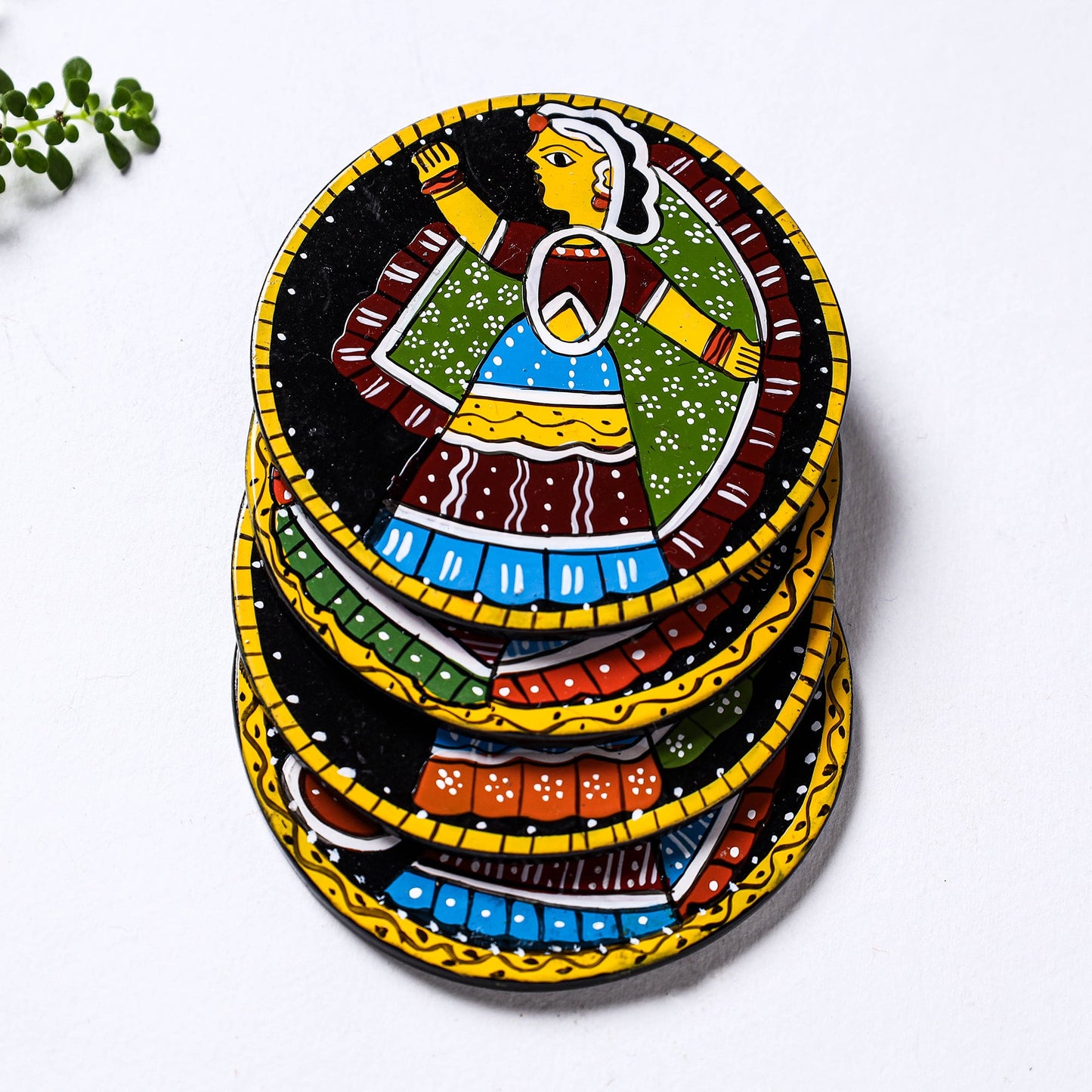Tikuli Art Handpainted Wooden Coasters (Set of 4)