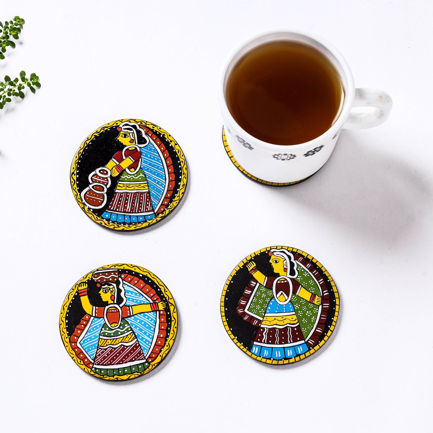 Tikuli Art Handpainted Wooden Coasters (Set of 4)