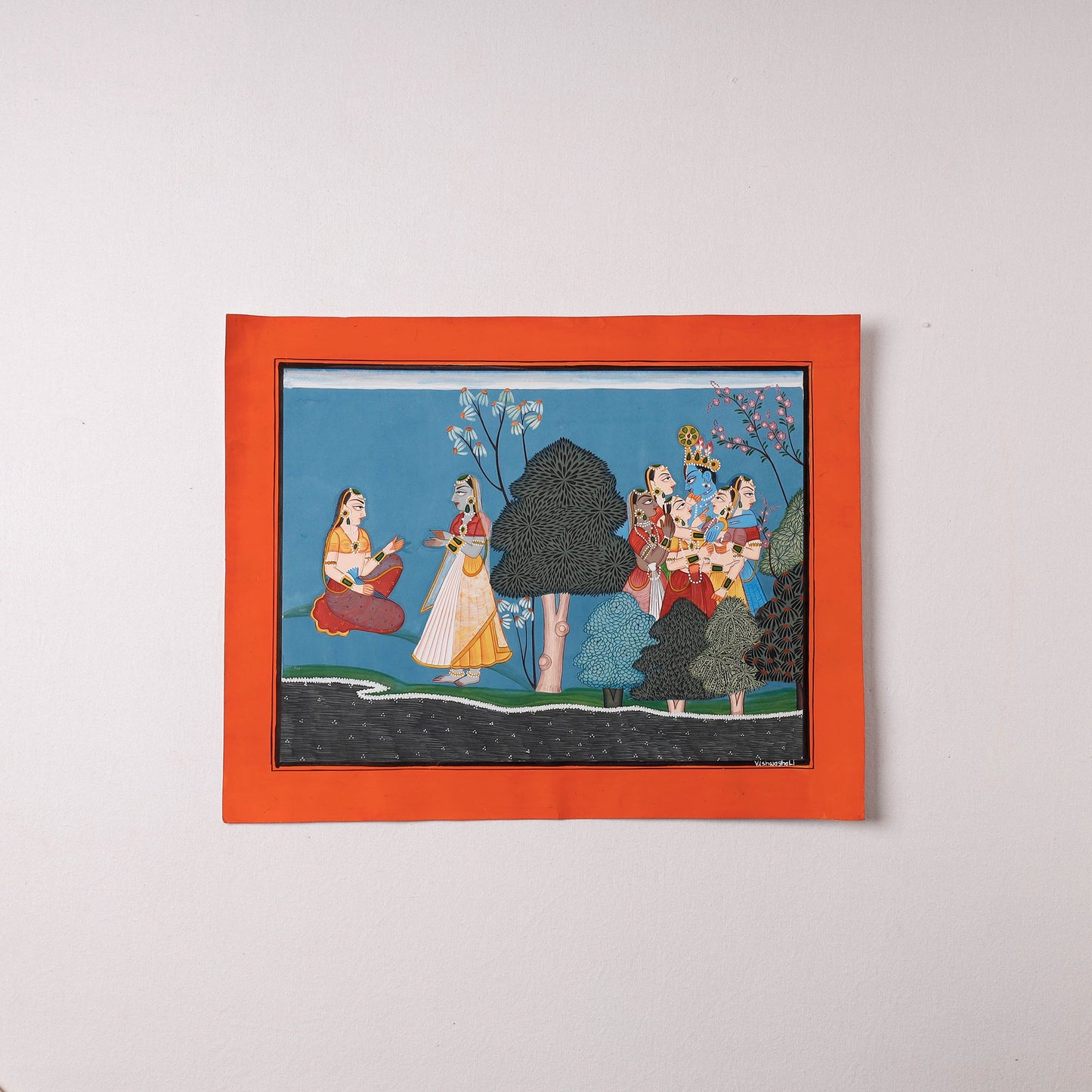 Traditional Basohli Painting by Vishwasthali (11 x 9 in) Online in India