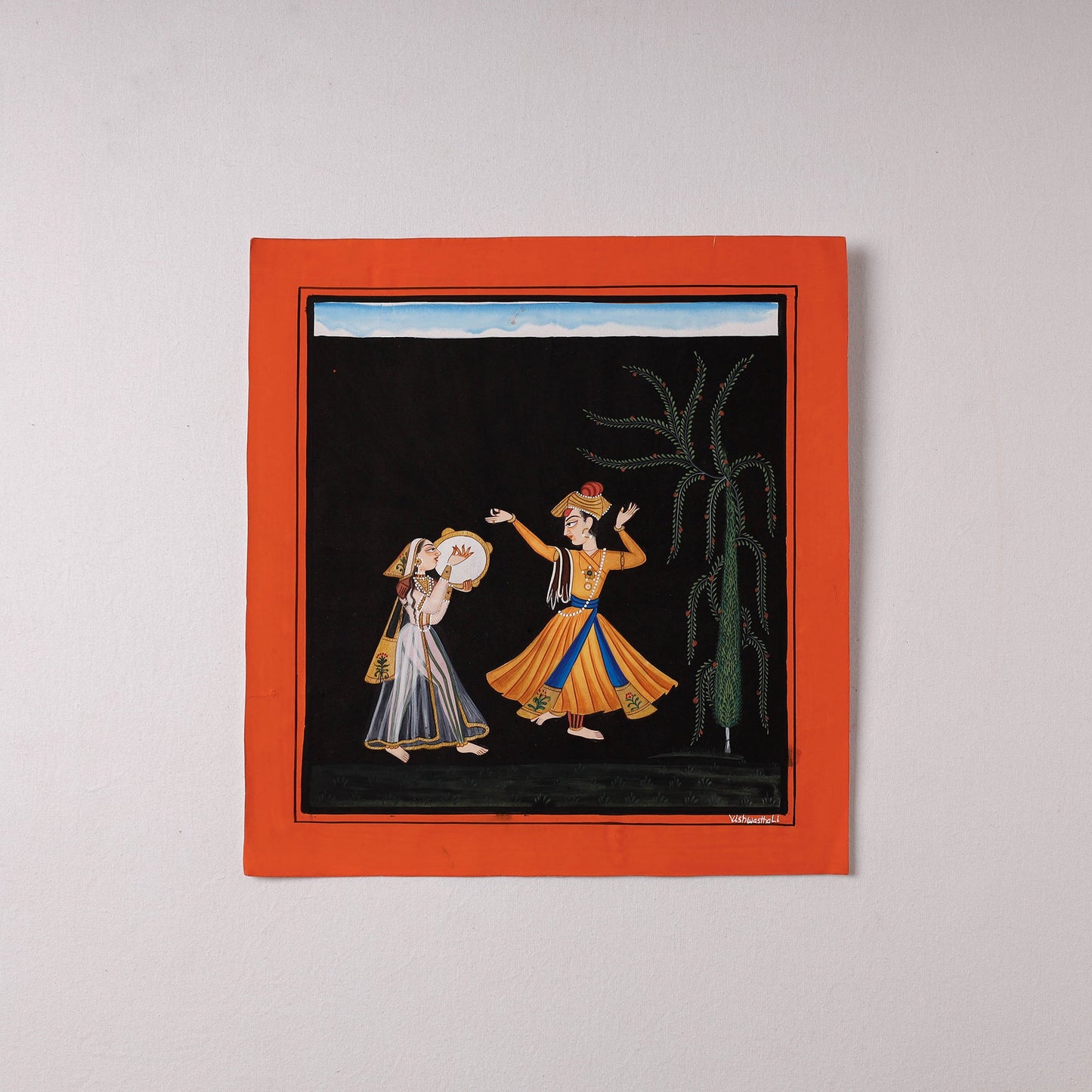 Traditional Basohli Painting by Vishwasthali (12 x 11 in) Online in India