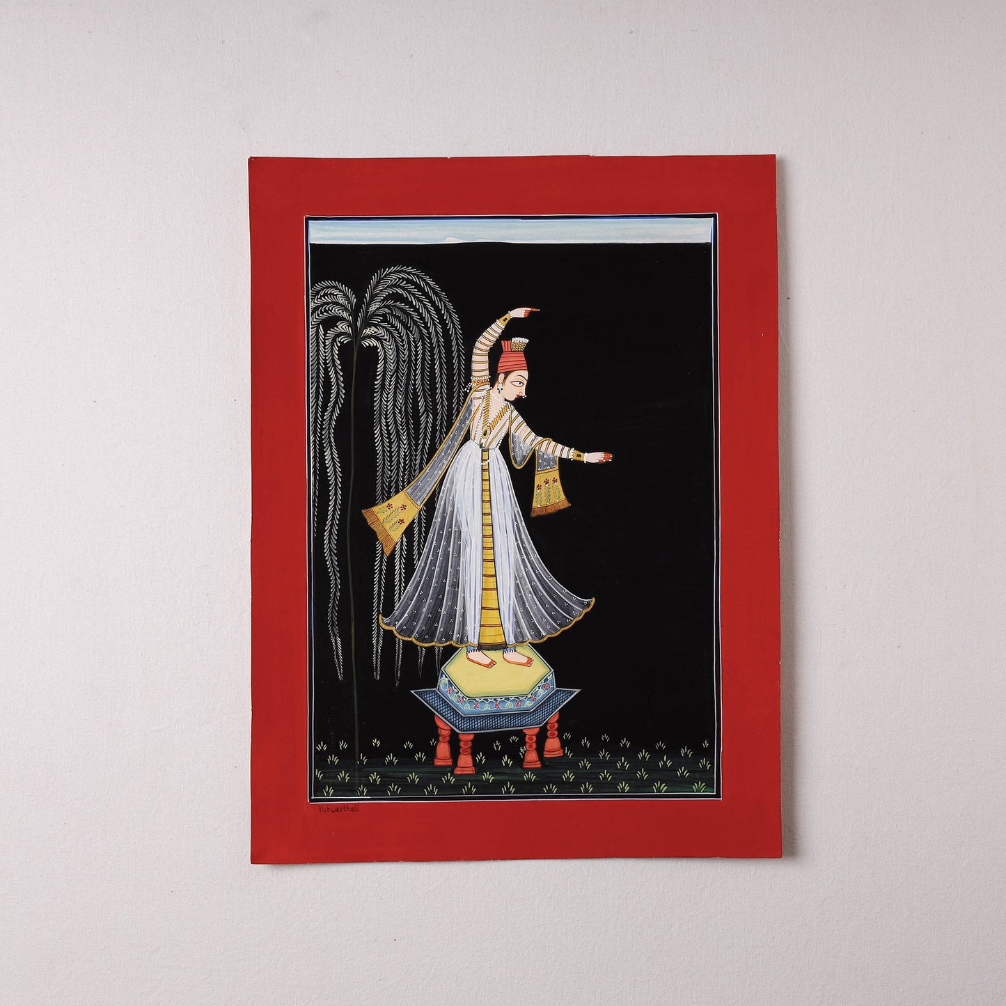 Traditional Basohli Painting by Vishwasthali (11 x 9 in) Online in India