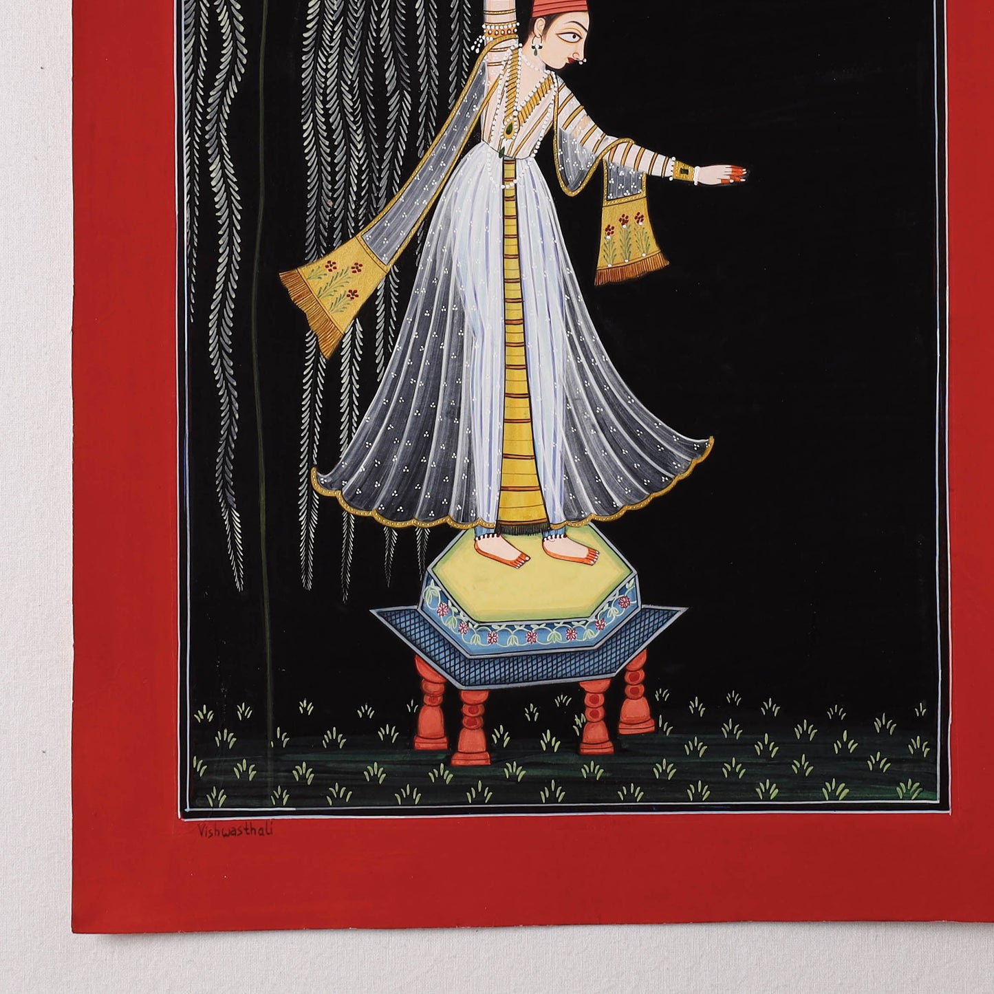 Traditional Basohli Painting by Vishwasthali (11 x 9 in) Online in India