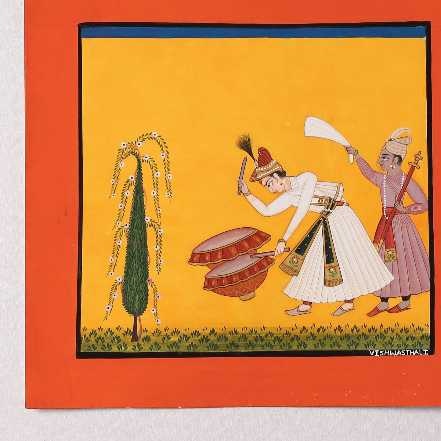 Traditional Basohli Painting by Vishwasthali (11 x 9 in) Online in India
