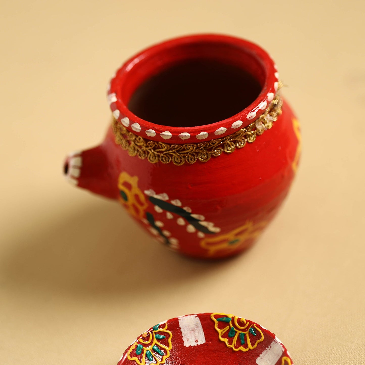 Traditional Handpainted Clay Karwa Chauth Pooja Kalash