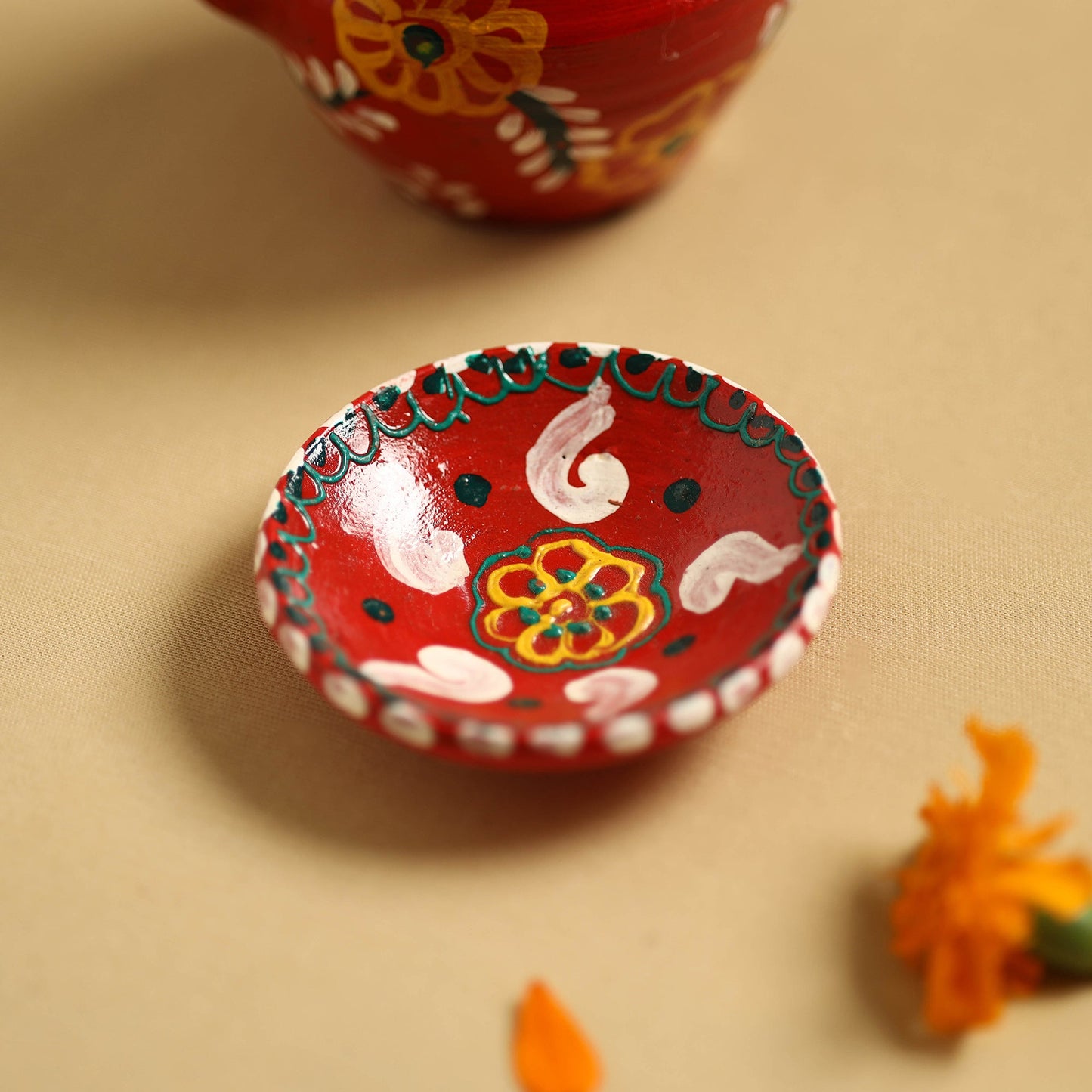 Traditional Handpainted Clay Karwa Chauth Pooja Kalash