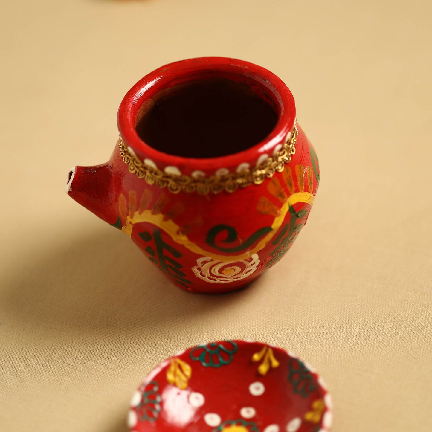 Traditional Handpainted Clay Karwa Chauth Pooja Kalash