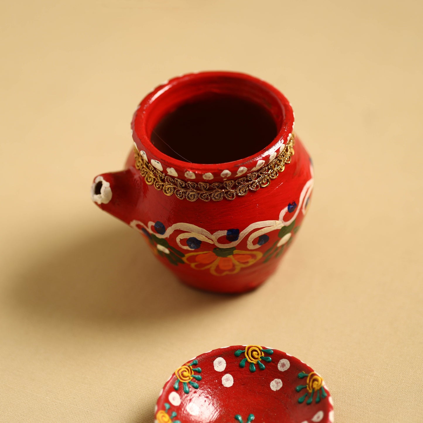 Traditional Handpainted Clay Karwa Chauth Pooja Kalash