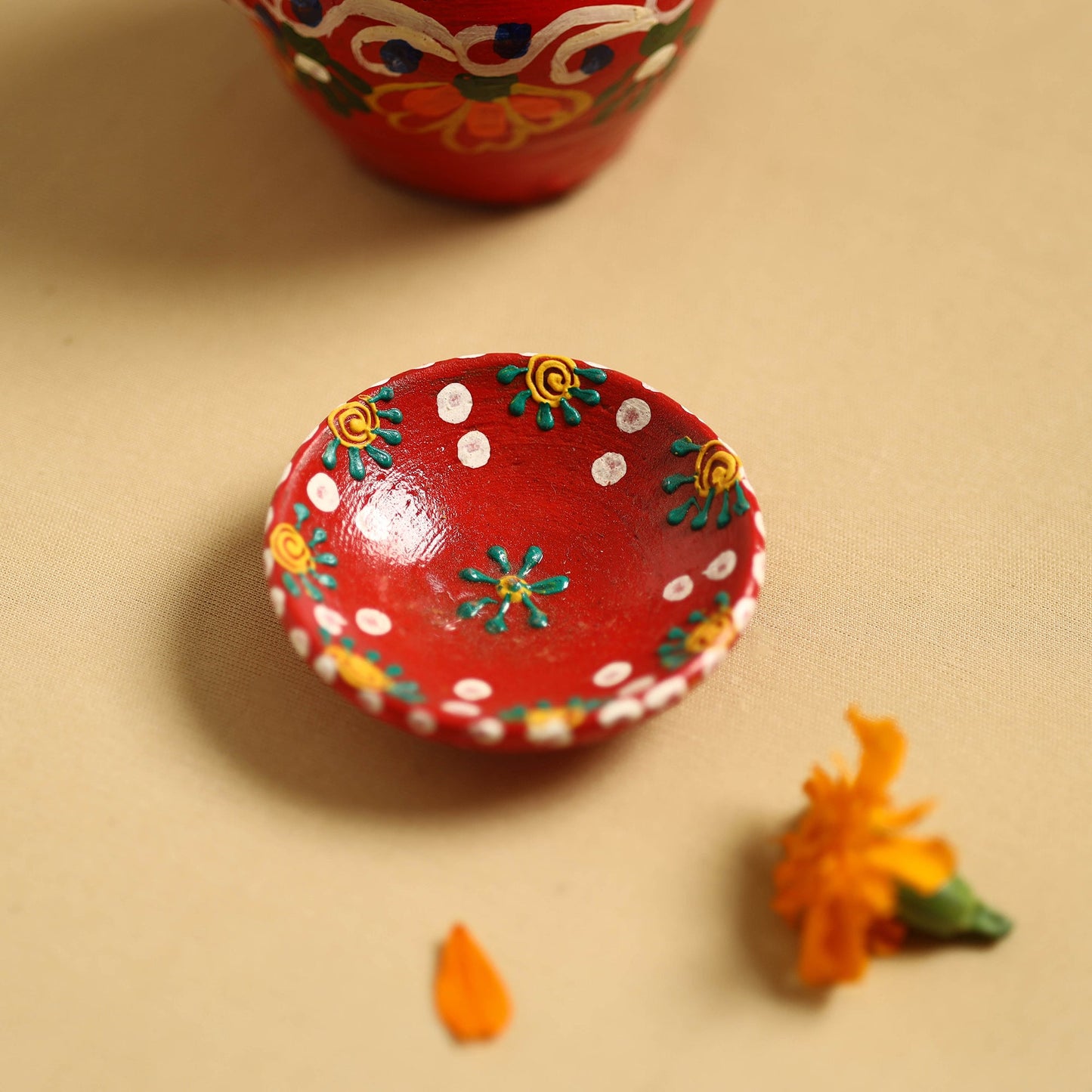 Traditional Handpainted Clay Karwa Chauth Pooja Kalash