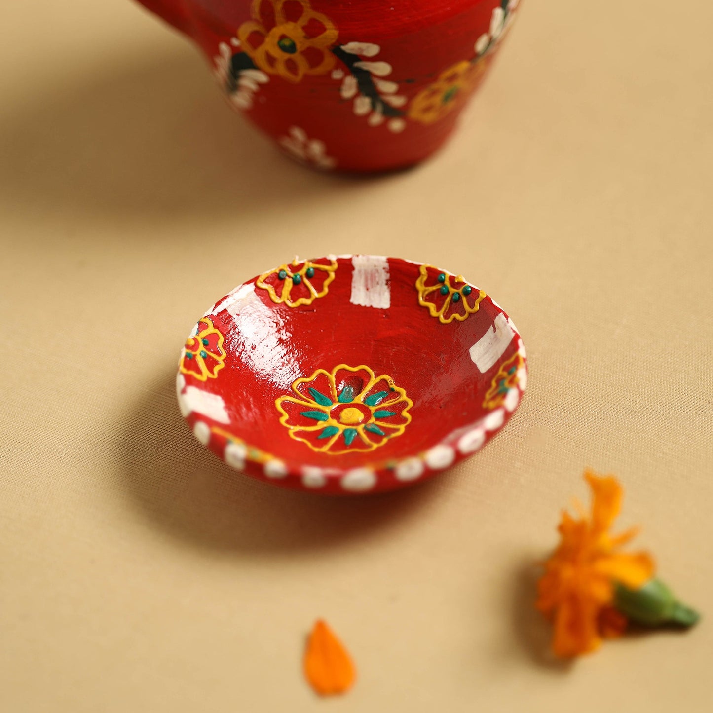 Traditional Handpainted Clay Karwa Chauth Pooja Kalash