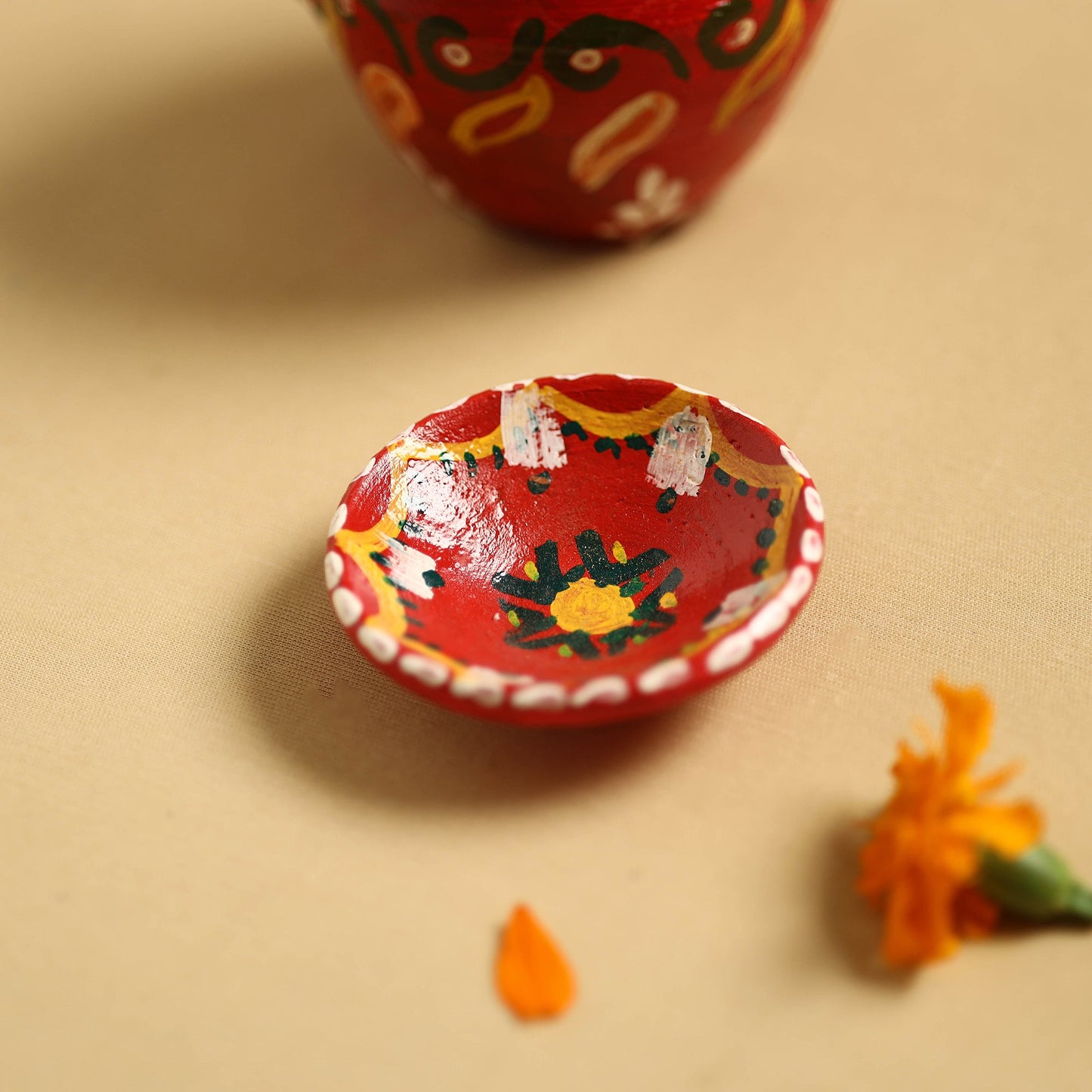 Traditional Handpainted Clay Karwa Chauth Pooja Kalash