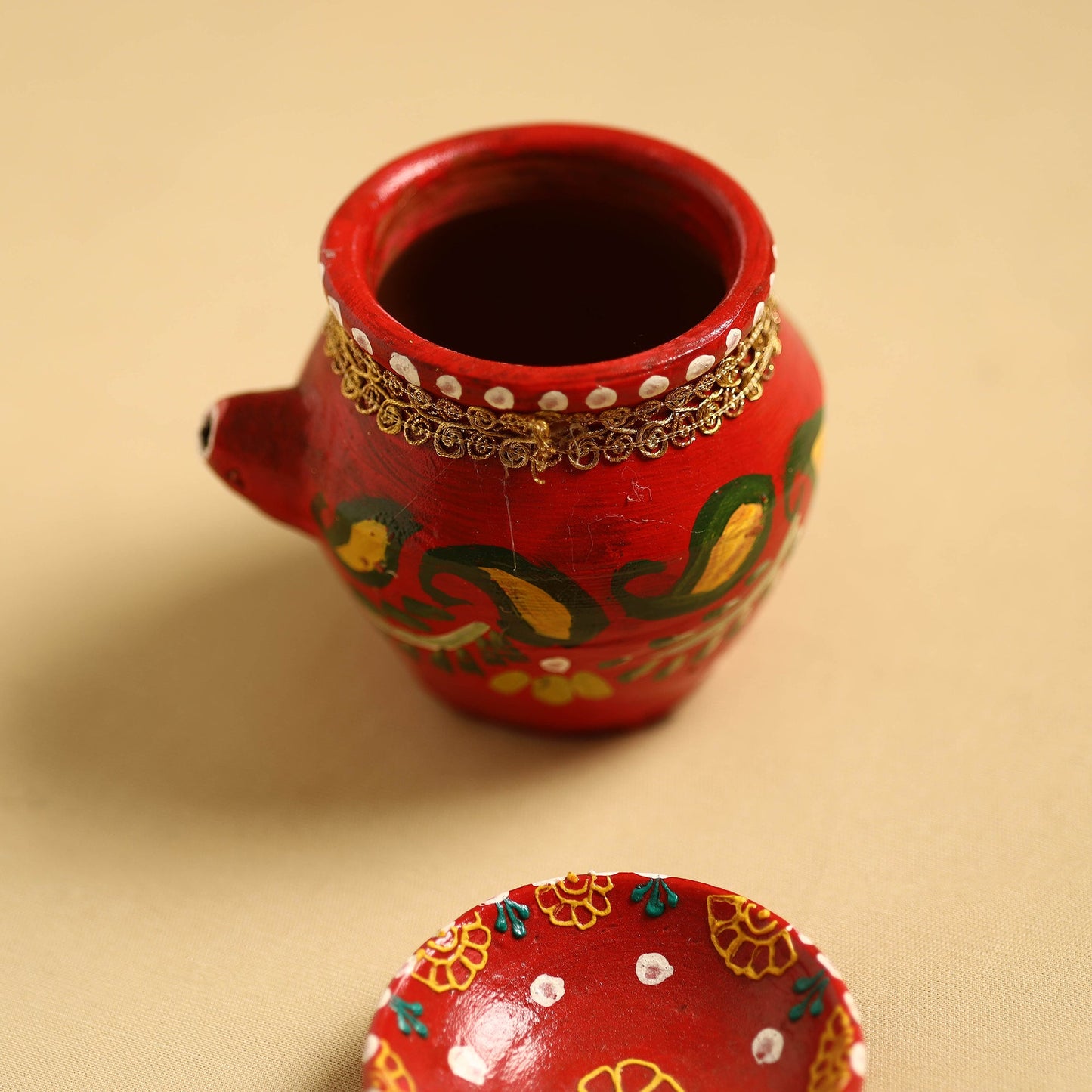 Traditional Handpainted Clay Karwa Chauth Pooja Kalash