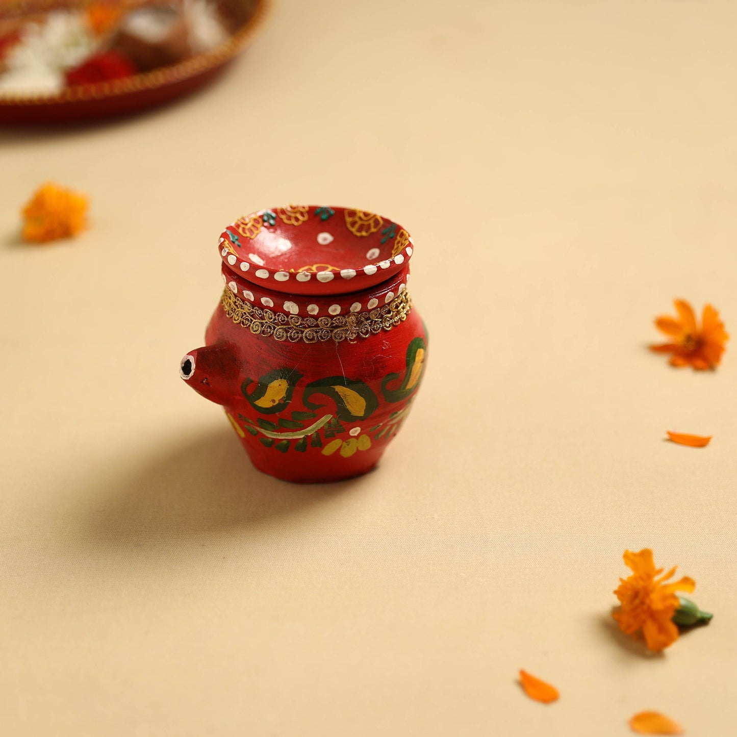 Traditional Handpainted Clay Karwa Chauth Pooja Kalash