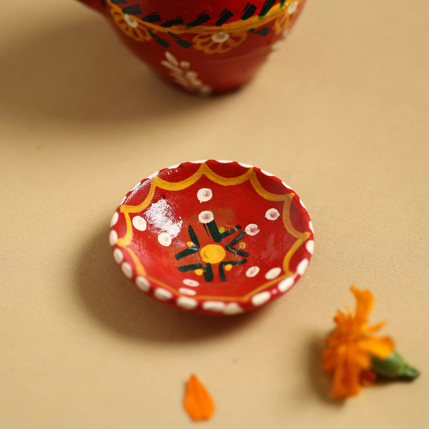 Traditional Handpainted Clay Karwa Chauth Pooja Kalash