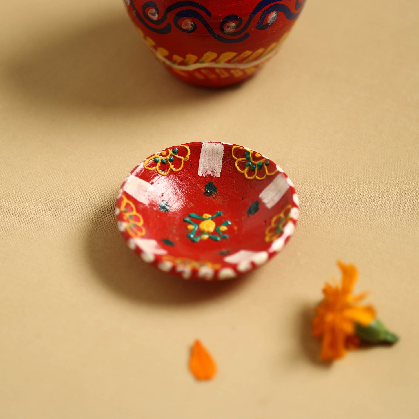 Traditional Handpainted Clay Karwa Chauth Pooja Kalash