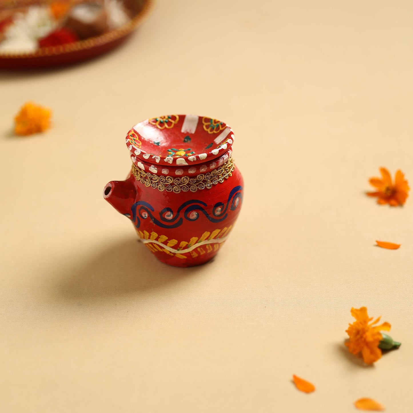 Traditional Handpainted Clay Karwa Chauth Pooja Kalash