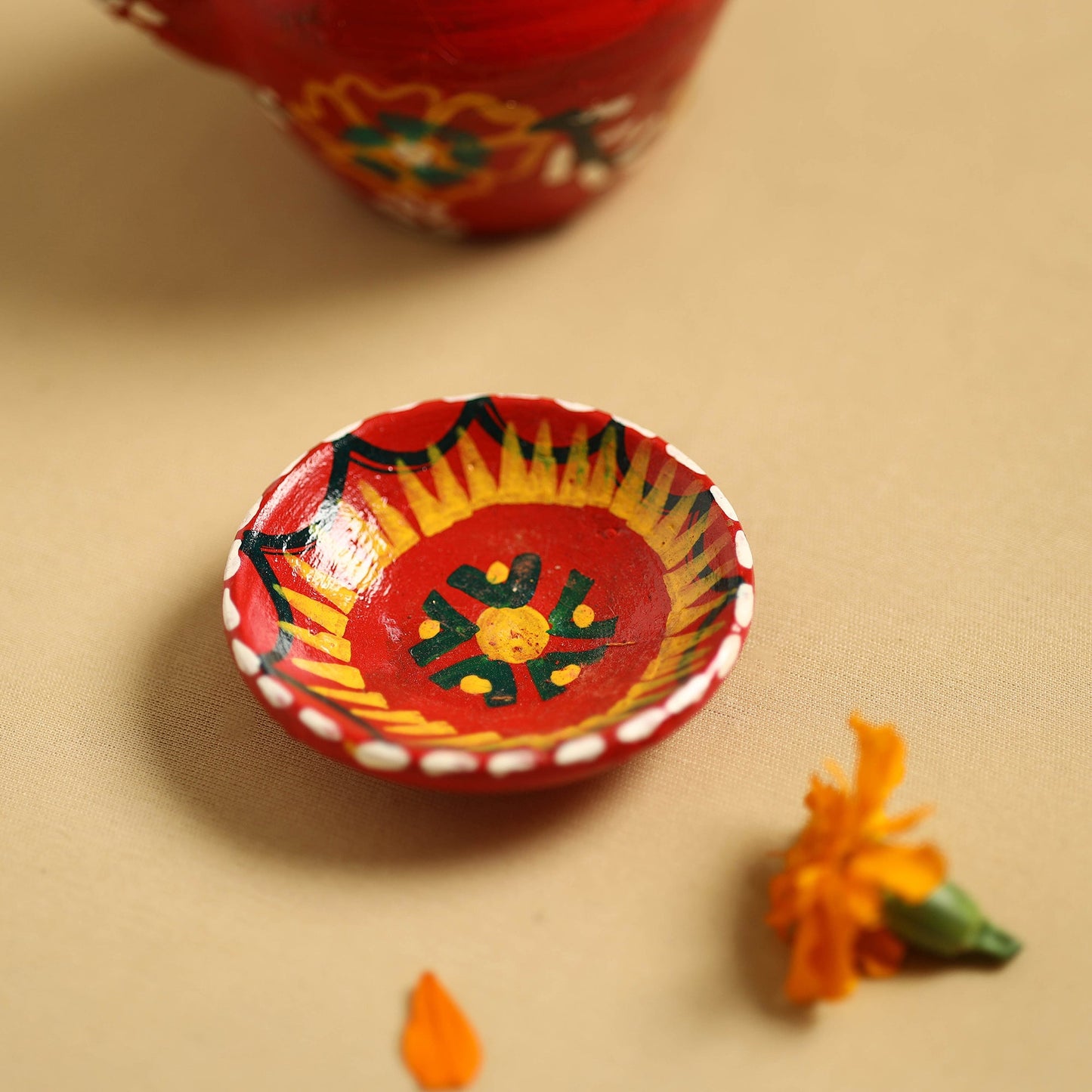 Traditional Handpainted Clay Karwa Chauth Pooja Kalash