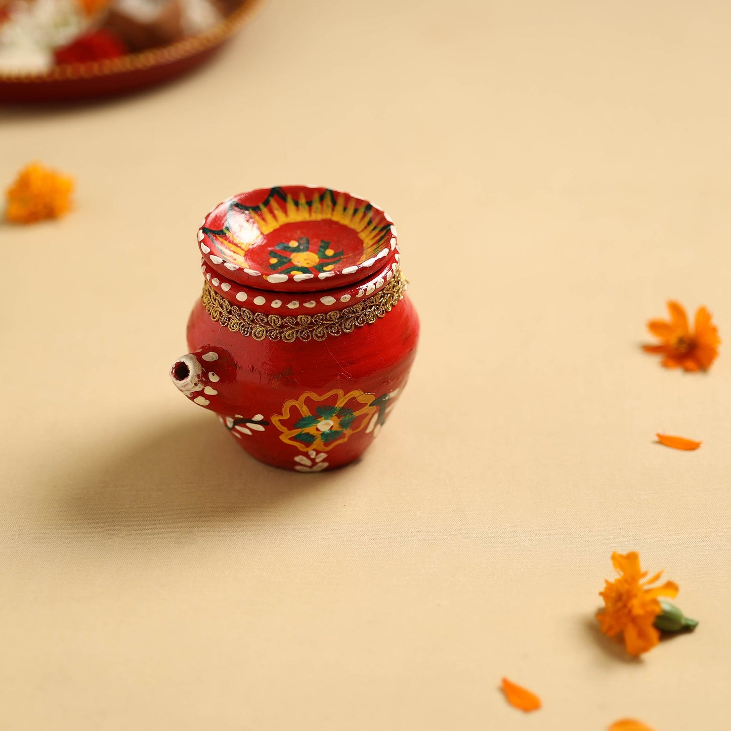 Traditional Handpainted Clay Karwa Chauth Pooja Kalash