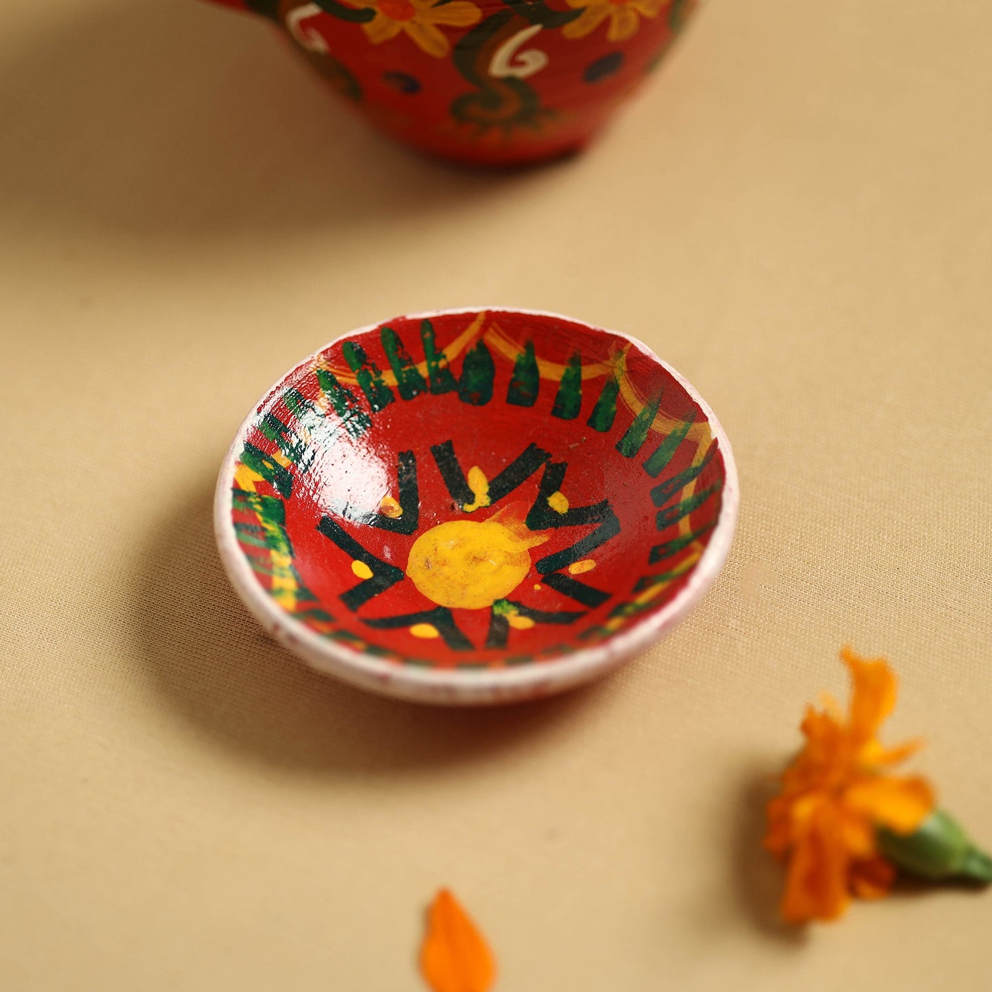 Traditional Handpainted Clay Karwa Chauth Pooja Kalash